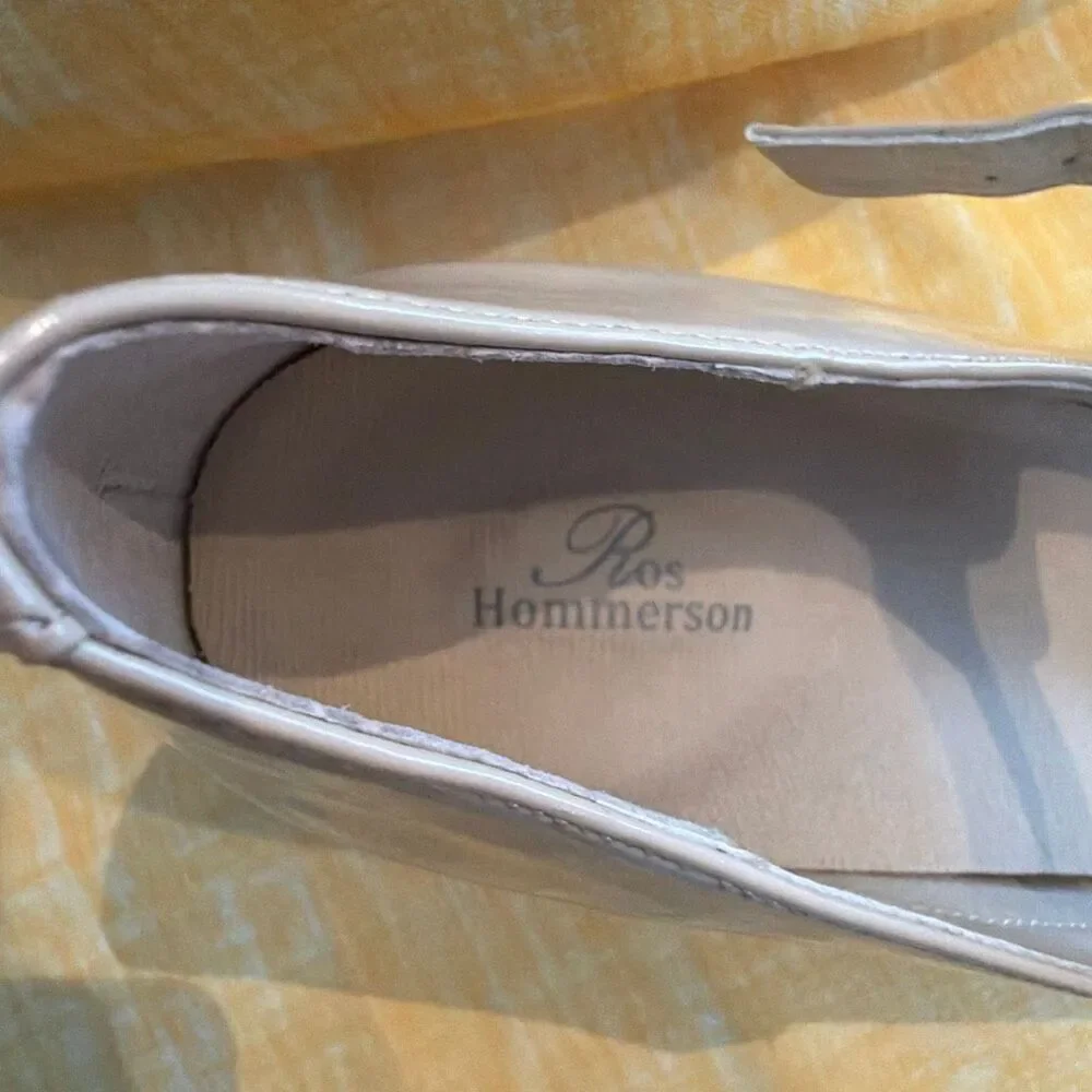 Ros Hommerson Kiki Heels Cream Sz 10 Lizard Leather New